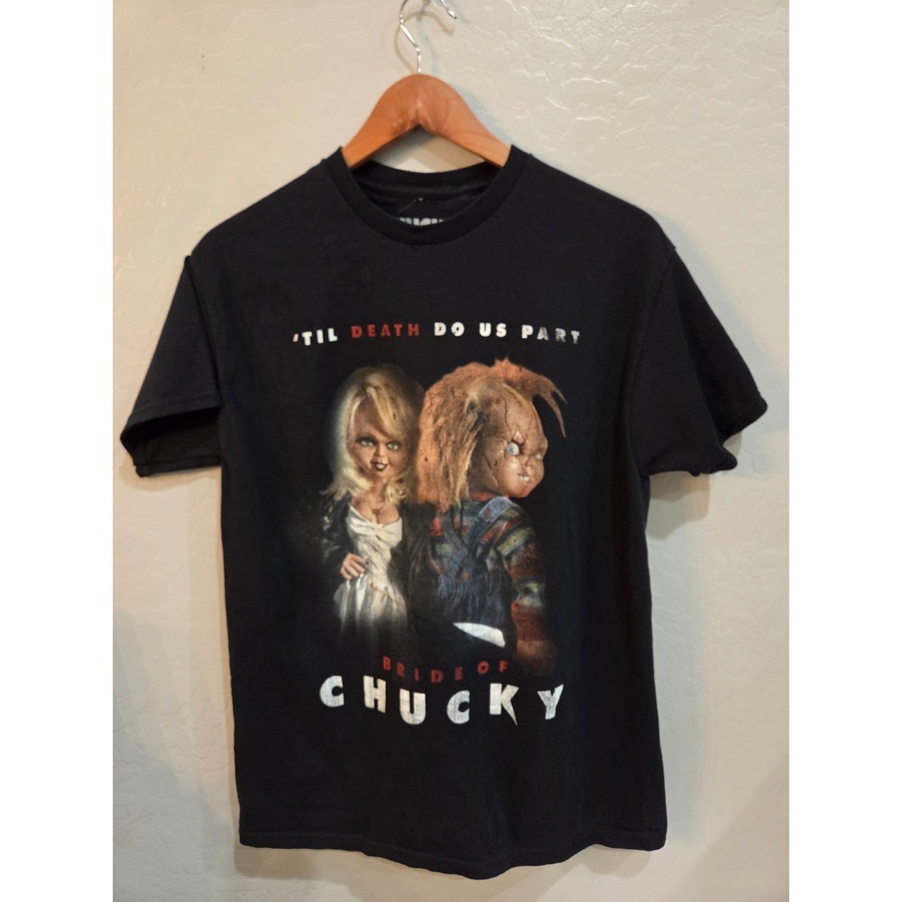 Bride of Chucky Graphic T-Shirt Mens Medium Black Til Death Do Us Part Horror